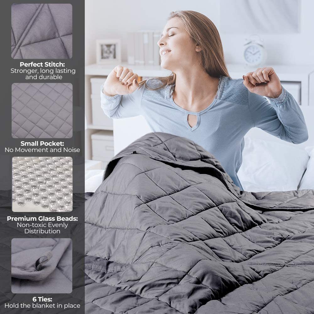 Mooka Weighted Blanket Twin Size with Premium Glass Beads