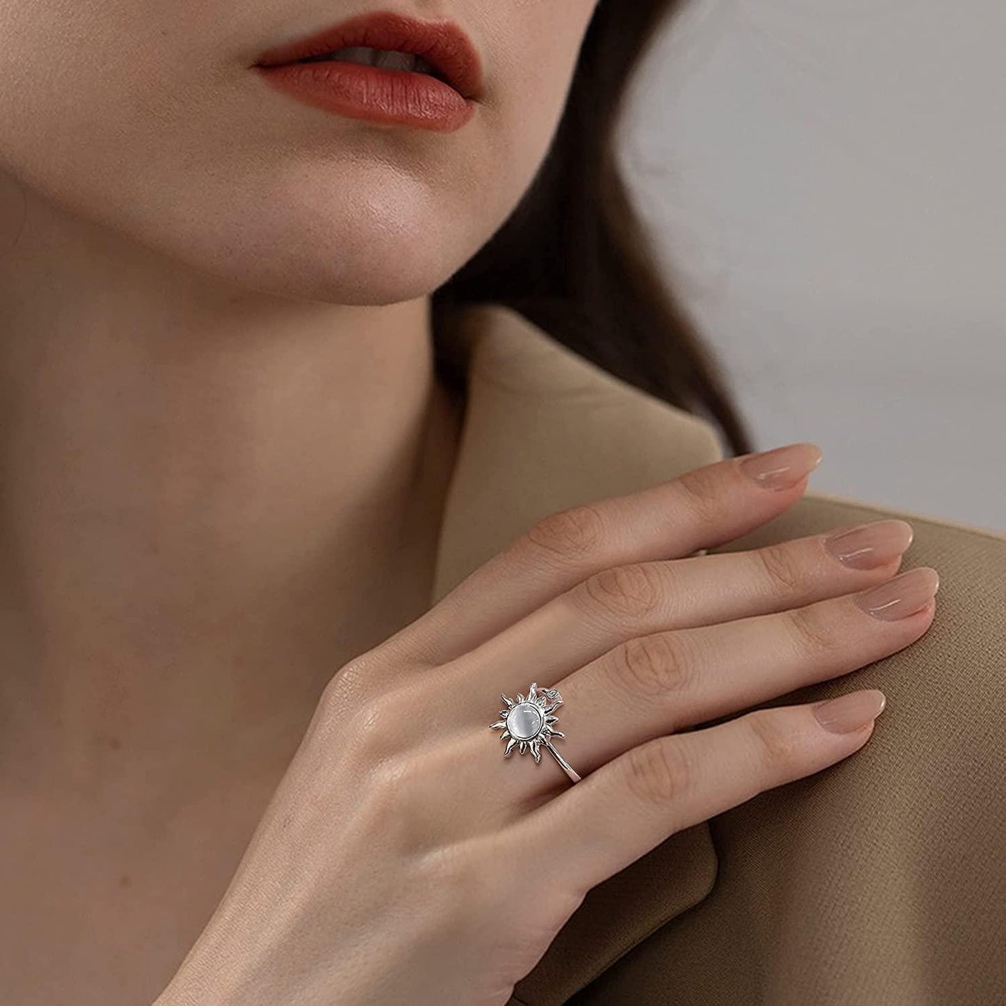 Sterling Silver Fidget Anxiety Ring for Women