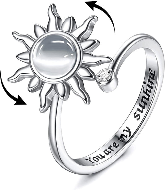 Sterling Silver Fidget Anxiety Ring for Women